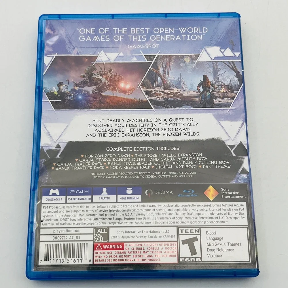 Horizon Zero Dawn Complete Edition Sony PS4 PlayStation 4 Game 3002712-AC R3